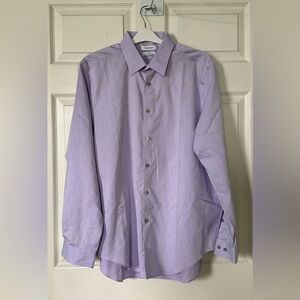 Calvin Klein Men's Lavender Dress Shirt Size 17 Office Career Business NC0001
